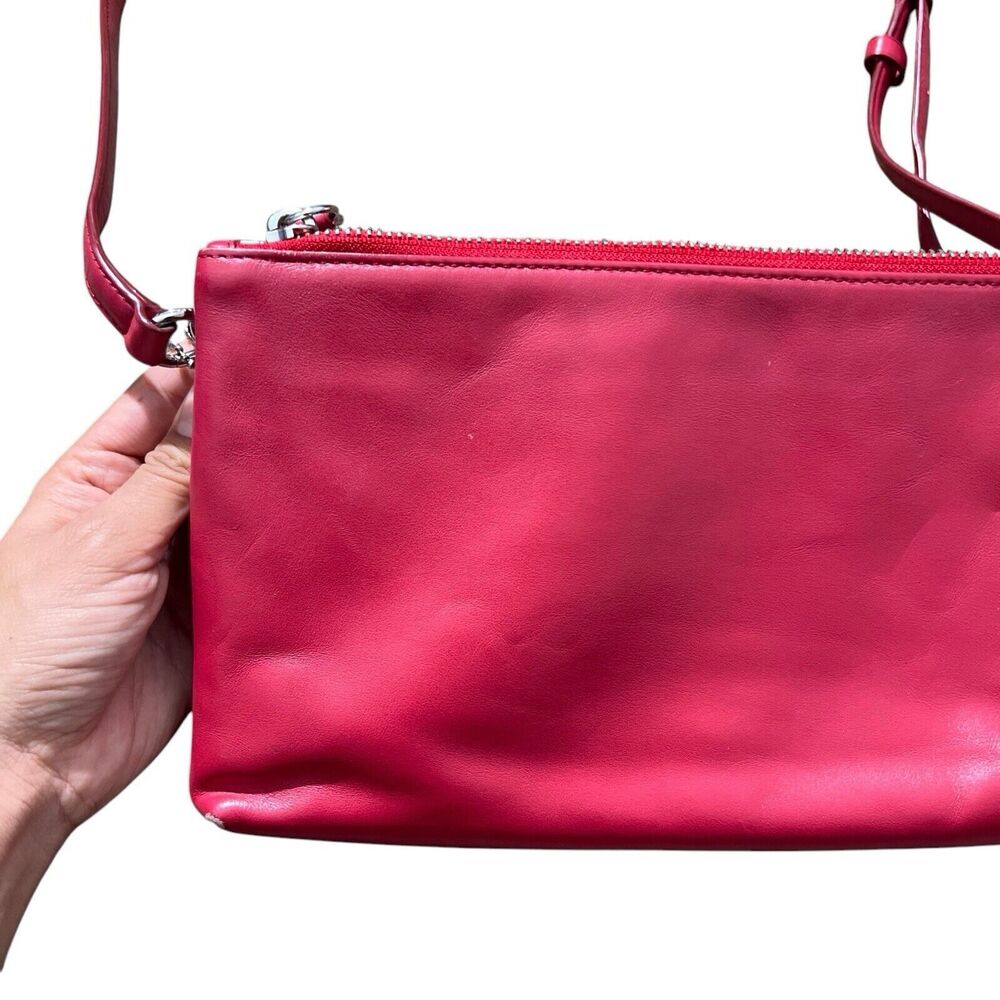 Coach Lyla Double Gusset Zip Crossbody Red Genuine Leather FLAWS* - Picture 16 of 16